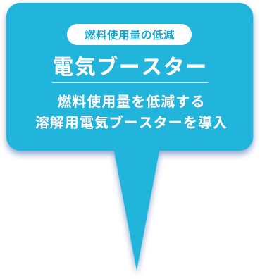 燃料使用量の低減 電気ブースター 燃料使用量を低減する溶解用電気ブースターを導入