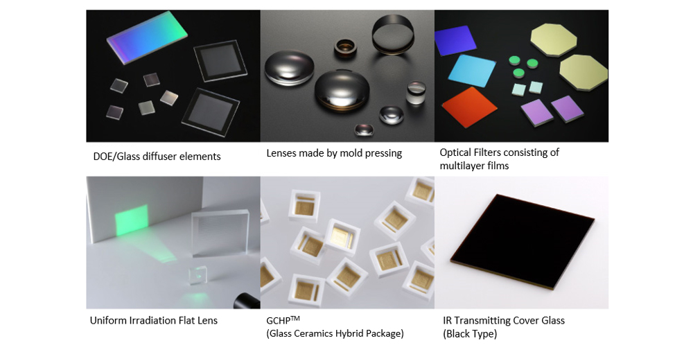 Figure 4: Optical and electronic components developed and supplied by AGC for automotive LiDAR