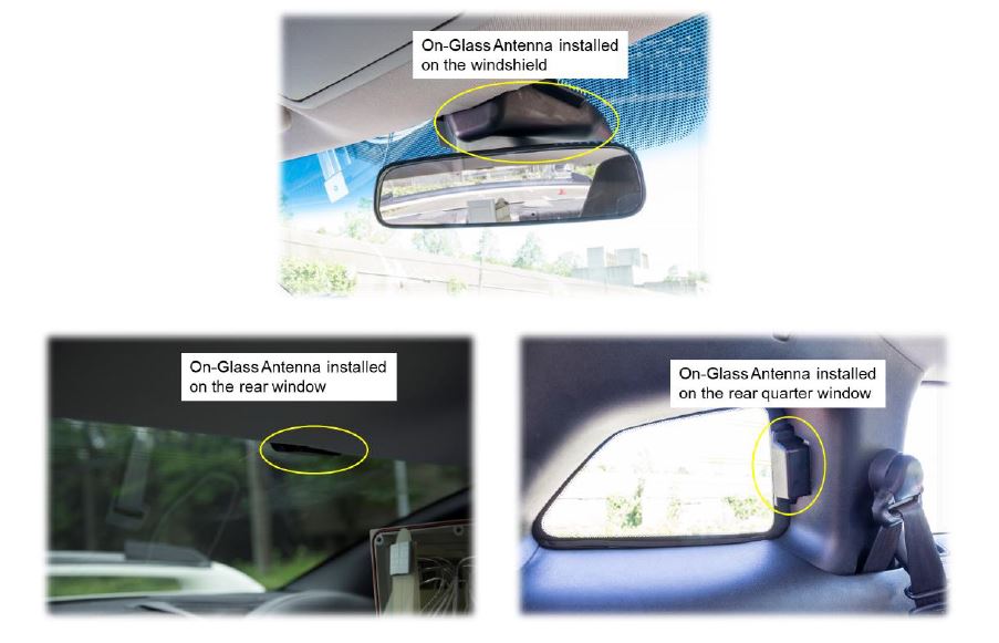 Fig. 3 Installation examples of On-Glass Antennas