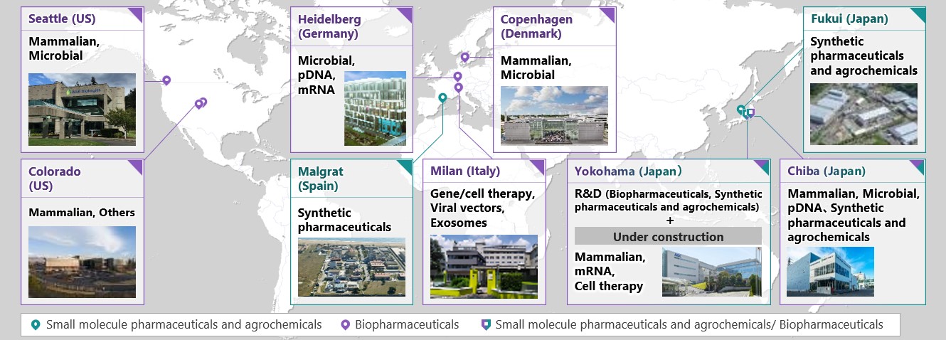 MAP of AGC Group's CDMO business sites 