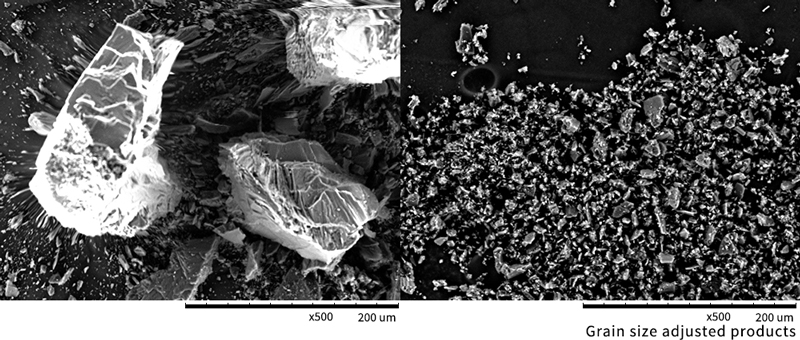 he difference of grain size between Genaral Grade and High Performance Grade is shown by photomicrograph of TrB(C6F5)4