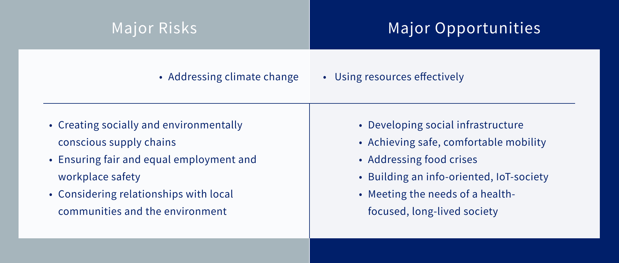 Identifying major opportunities and major risks