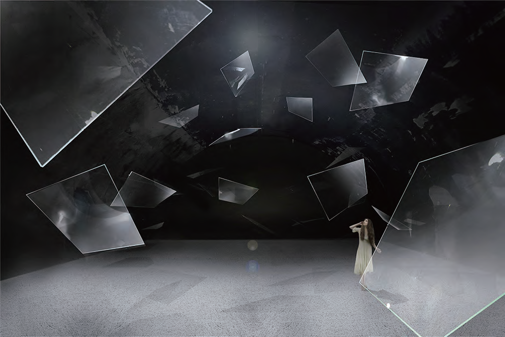 「音を生む」ガラスを使用したインスタレーション「Soundscape」空間イメージ