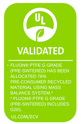 UL2809検証を完了したFluon(R) PTFE Gグレードの3製品群のEnvironmental Claim Validationマーク